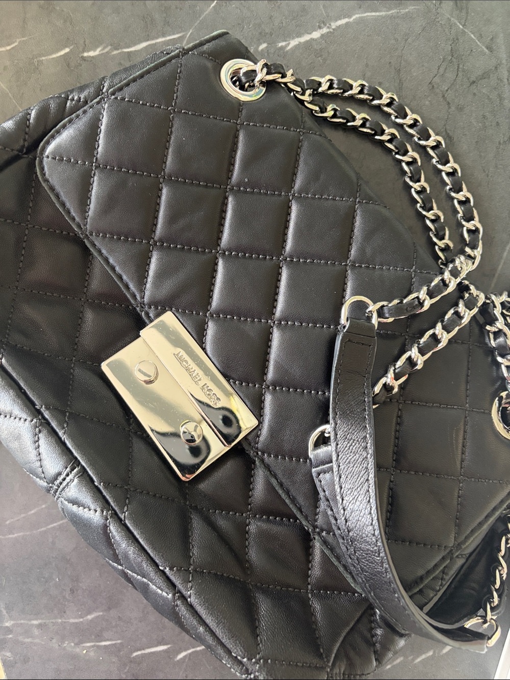 Michael Kors Black Quilted Leather Chain-Handle Shoulder Bag